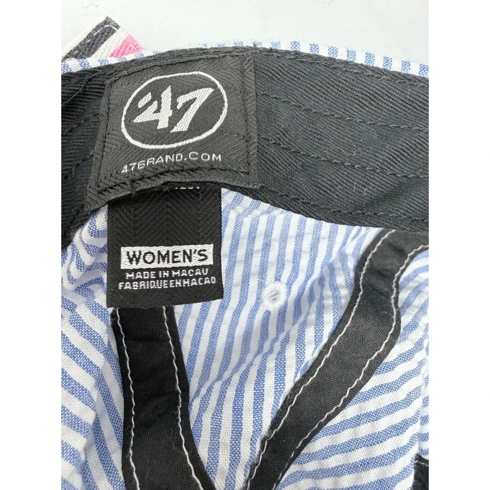 47 Brand New York Yankees Womens Seersucker Baseball Hat Blue White Striped NY